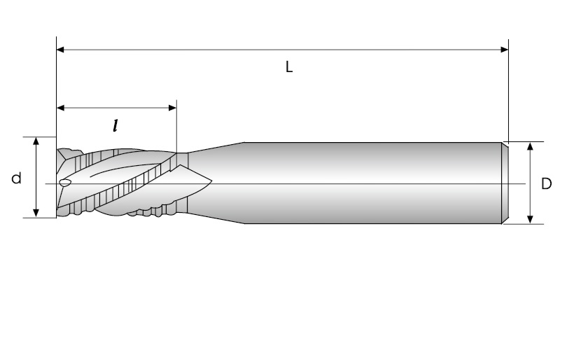 Carbide Roughing Cutter - 3 Flutes