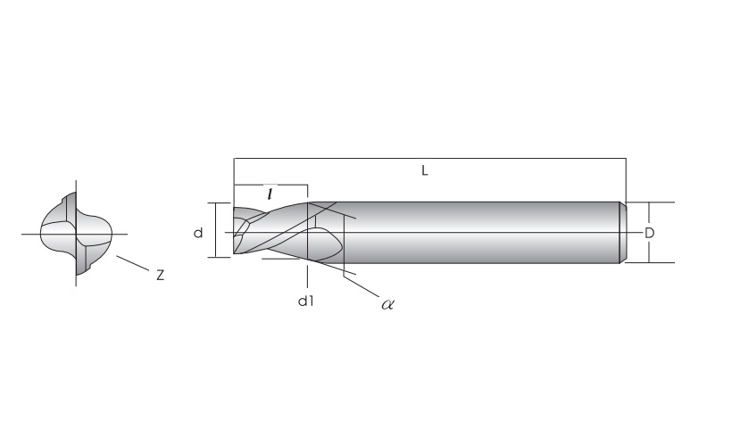 Tapered Square Long Flute Type - 2 Flutes